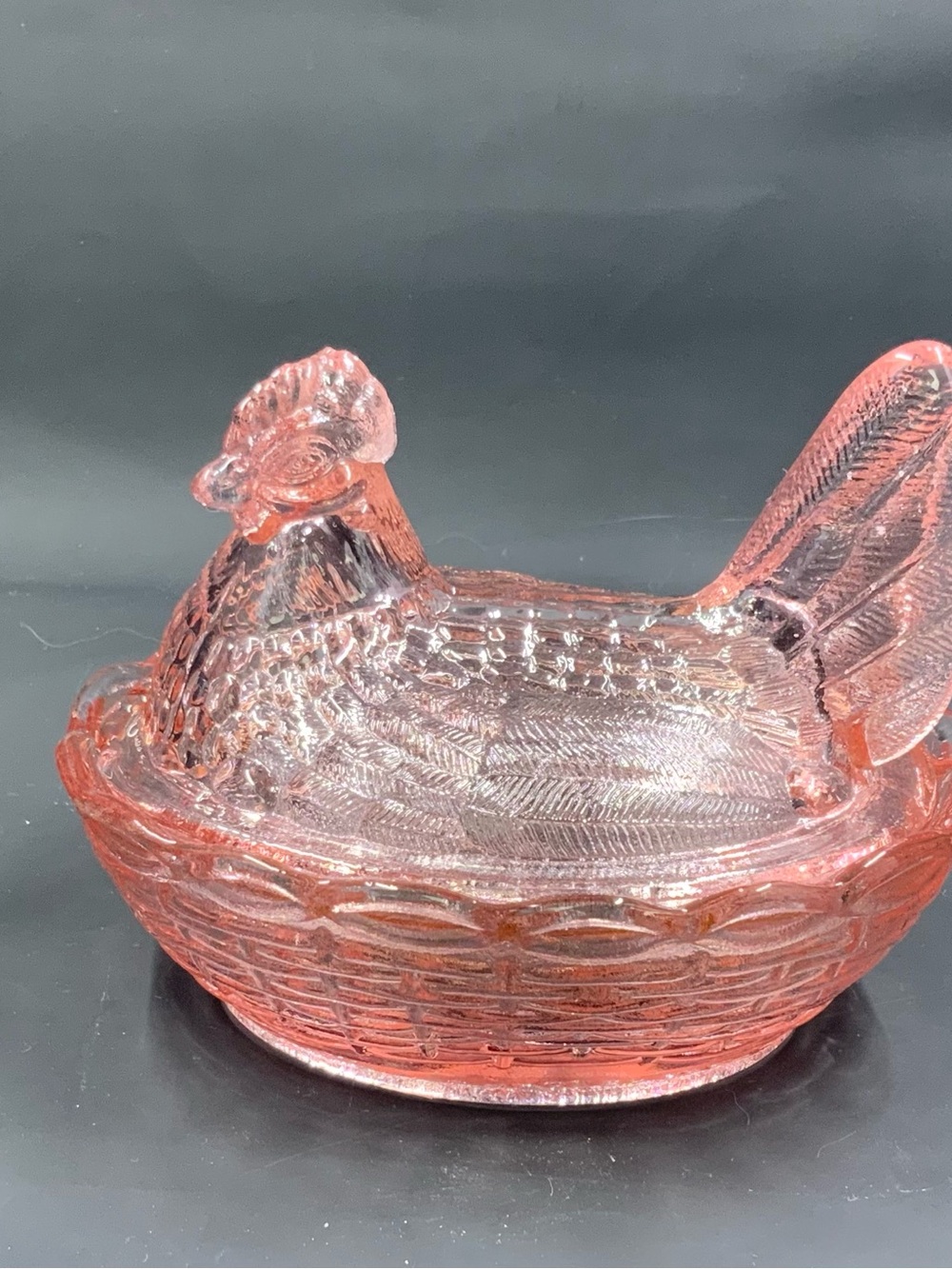 Pink Fenton Glass Hen on Nest Decorative Dish